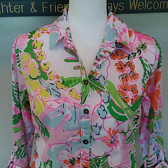 Lilly Pulitzer for target Nosey Posie button up sm - Picture 6 of 8